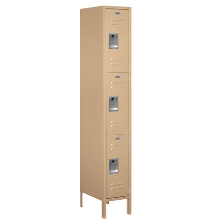 Salsbury Industries Wardrobe Locker, 12" W, 18" D, 78" H, (1) Wide, (3) Openings, Tan 63168TN-U